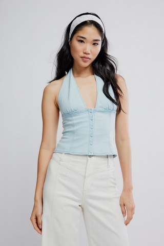 RAMONA DENIM HALTER
