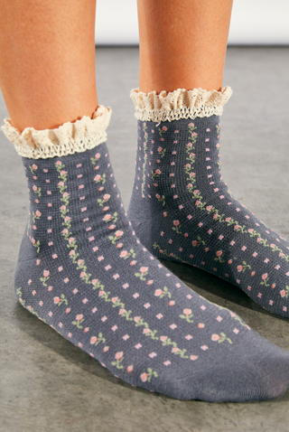 ROSEBUD WAFFLE KNIT ANKLE