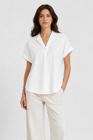 Rhodes Poplin Collared Short Sleeve Popover