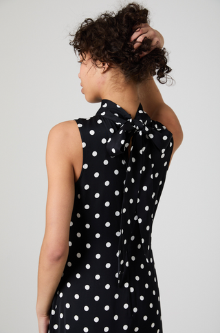 Ennis Satin Polka Dot Midi Dress
