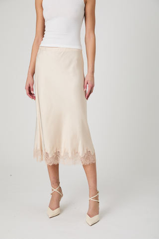 Ennis Satin Lace Midi Skirt