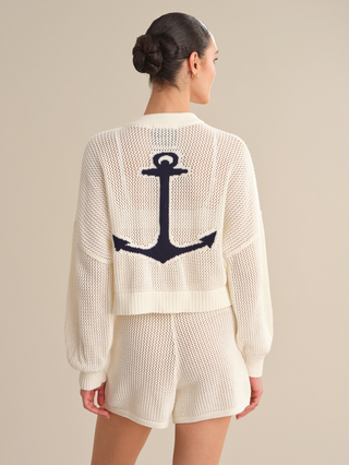 TIDE MESH NAUTICAL CARDIGAN