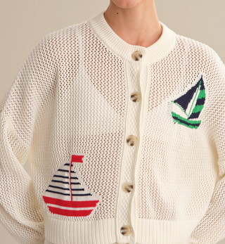 TIDE MESH NAUTICAL CARDIGAN