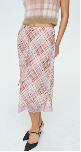 Poet Plaid Midi Skirt