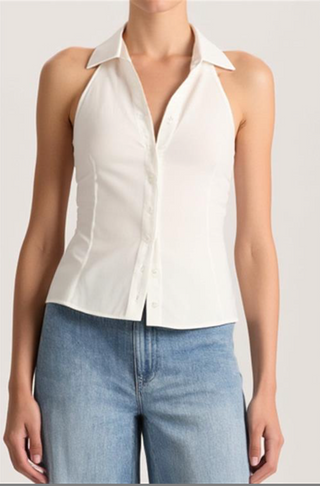 Freya Fitted Nipped Waist Button Down Halter Top