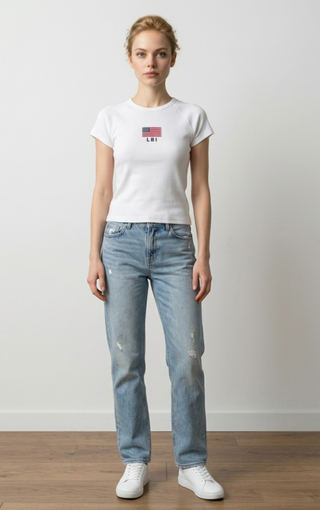 Retro Rib Babydoll Tee Flag