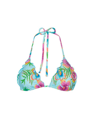 SOLANA EMBROIDERED LETTUCE EDGE TRIANGLE TOP