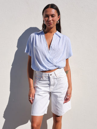 SU26-04-6308 - SUPIMA SLUB JERSEY MIXED MEDIA SURPLICE TOP