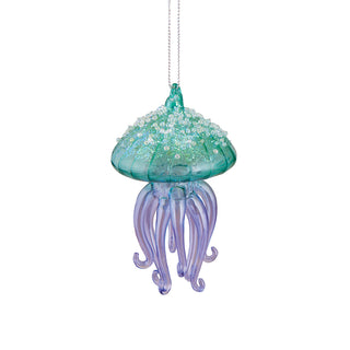Christmas Glitter Jellyfish Glass Ornament