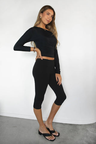SORA Fold Over Waistband Capri Leggings