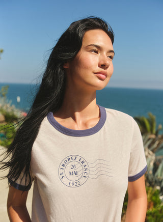 SP26-03-G63H65 - S/S BOXY CREW RINGER TEE - ST TROPEZ STAMP