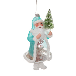 Christmas Santa Claus Coastal Glass Ornament