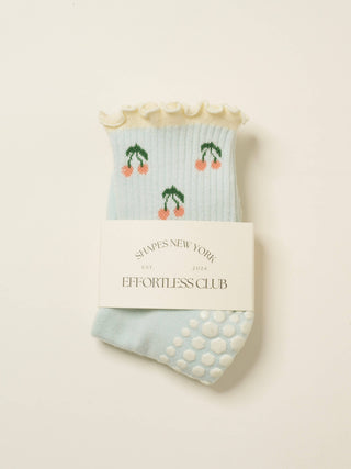 Cherry Ruffle Grip Sock
