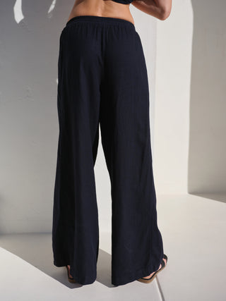 SU26-449-6297 - LINEN DOUBLE PIPED WIDE LEG PANT