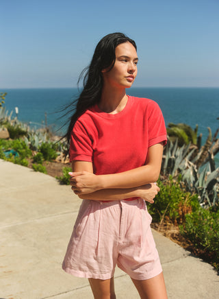 SP26-449-H44 - LINEN PLEATED SHORT